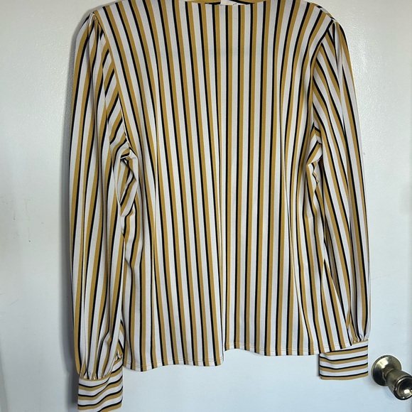 Adrianna Papell Cream and Gold Striped Blouse - Picture 8 of 8
